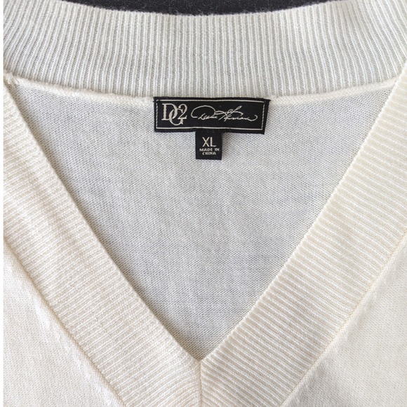 DG2 Diane Gilman Lux Touch Ivory V Neck Sweater Top Women's XL Tunic Boyfriend - Picture 5 of 9